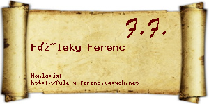 Füleky Ferenc névjegykártya